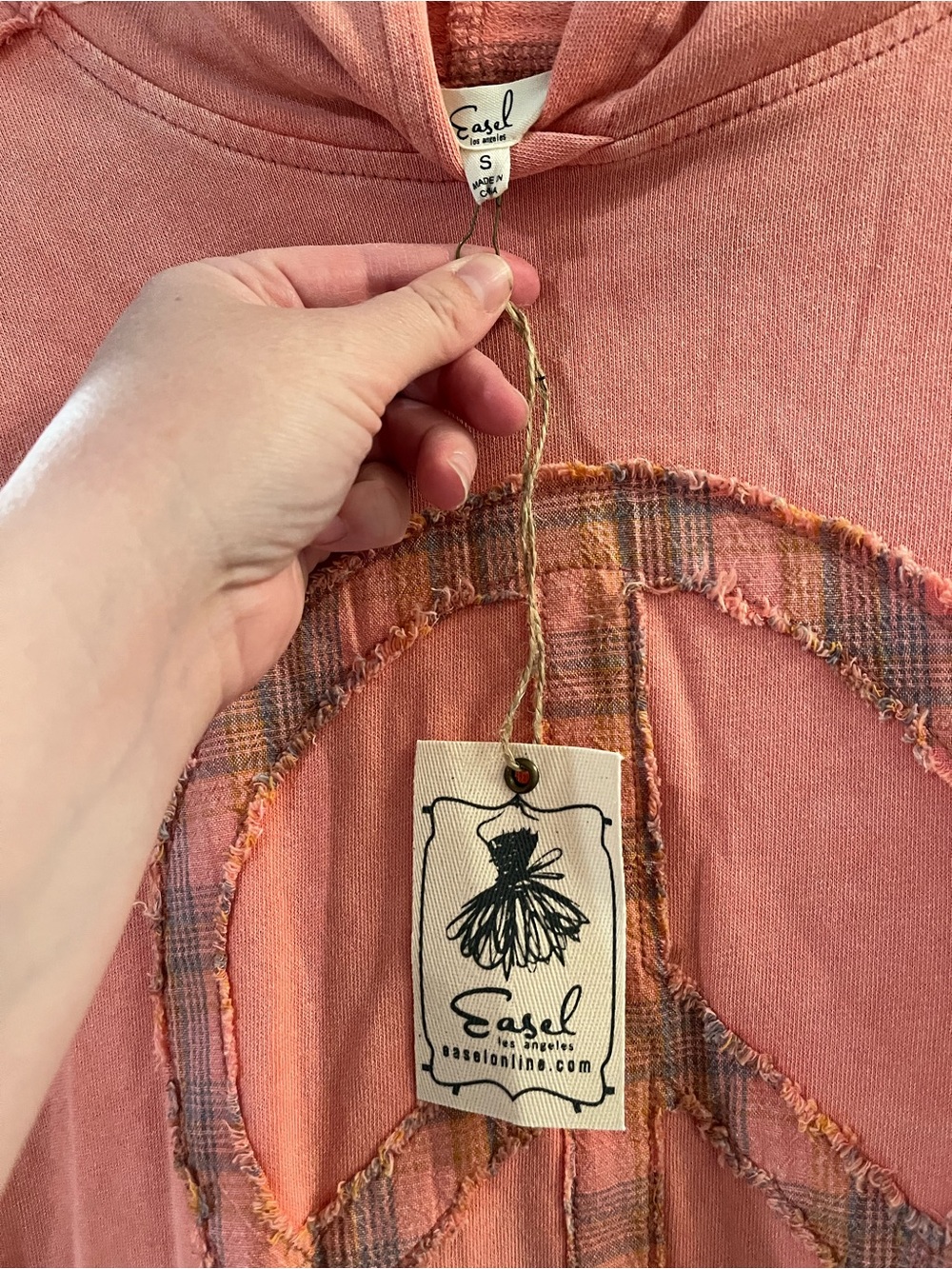 Easel Coral Peace Sign Hoodie NWT - Picture 7 of 8